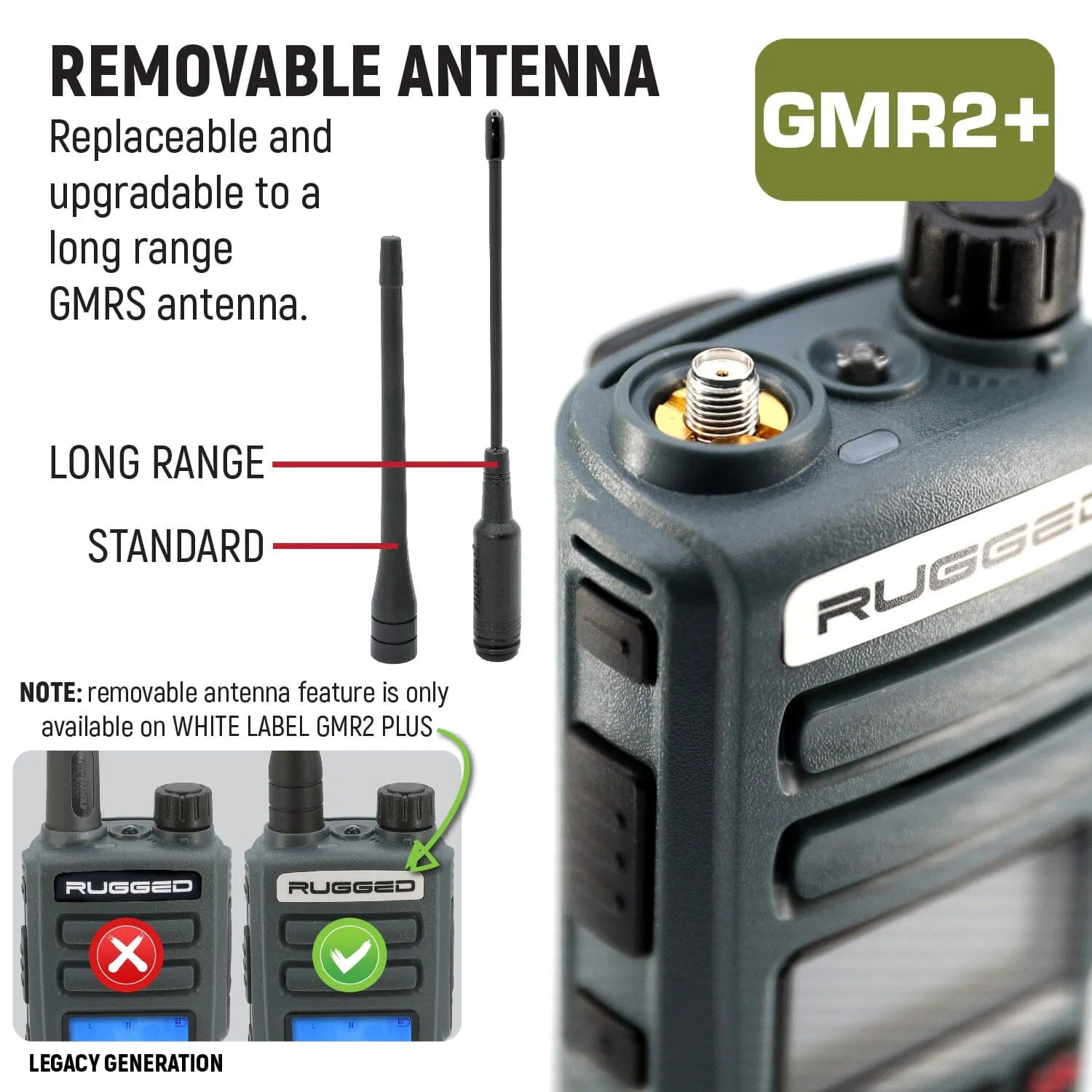 BUNDLE - Rugged GMR2 PLUS GMRS and FRS Two Way Handheld Radio with Hand Mic