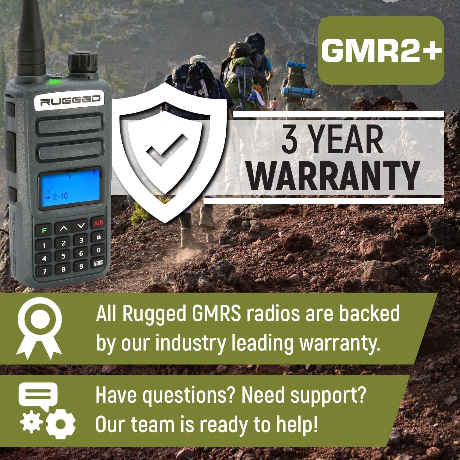 BUNDLE - Rugged GMR2 PLUS GMRS and FRS Two Way Handheld Radio with Hand Mic