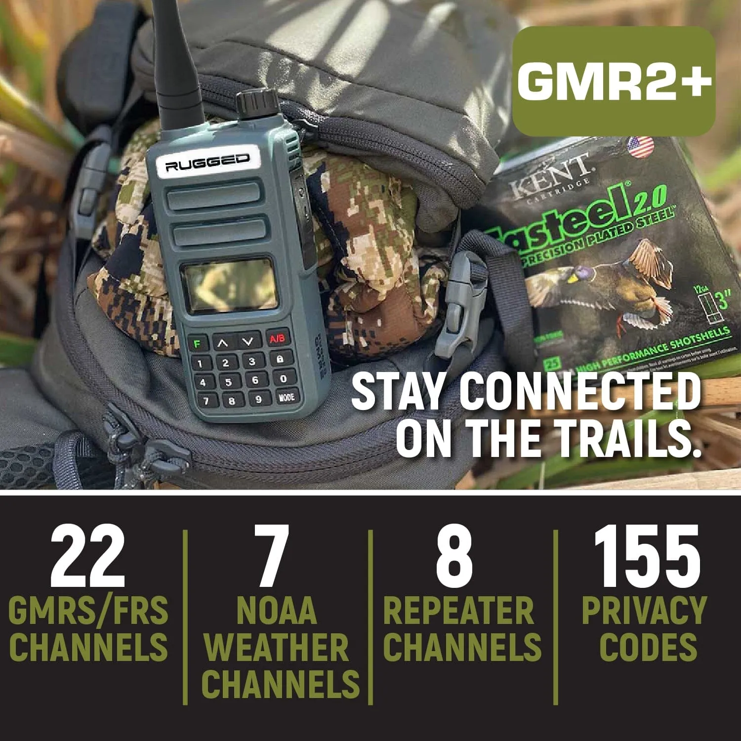 BUNDLE - Rugged GMR2 PLUS GMRS and FRS Two Way Handheld Radio with Hand Mic