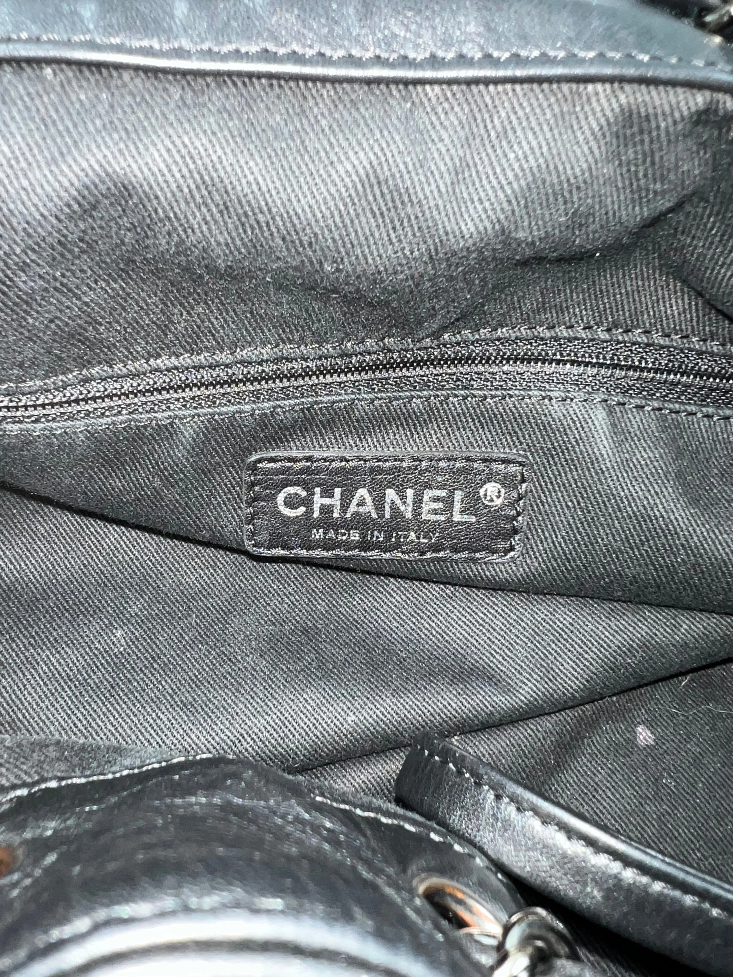 Chanel Black Leather 2006-2008 Expandable Ligne Bag