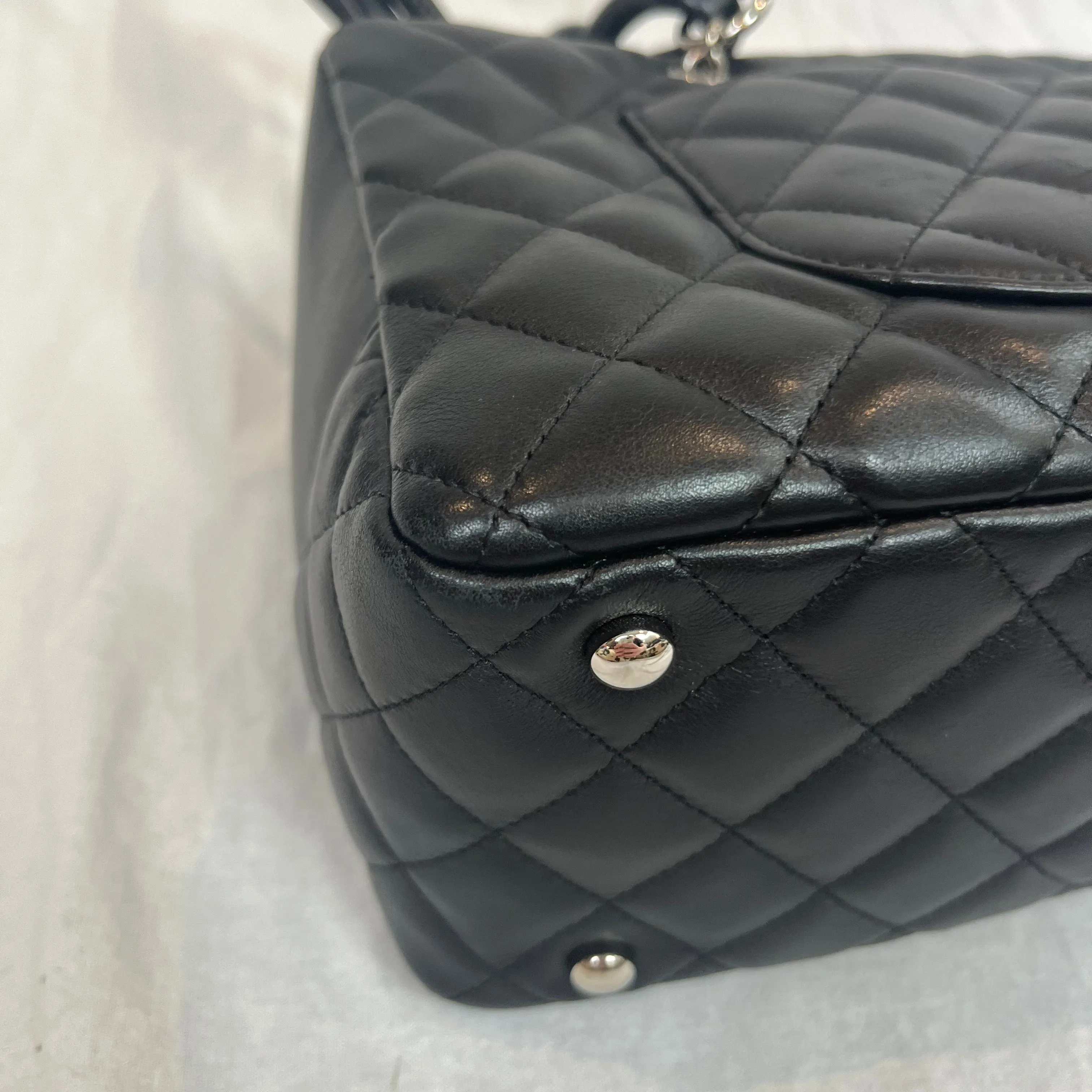 Chanel Cambon Ligne Bowler Bag in Quilted Black Calfskin Leather 2006-8