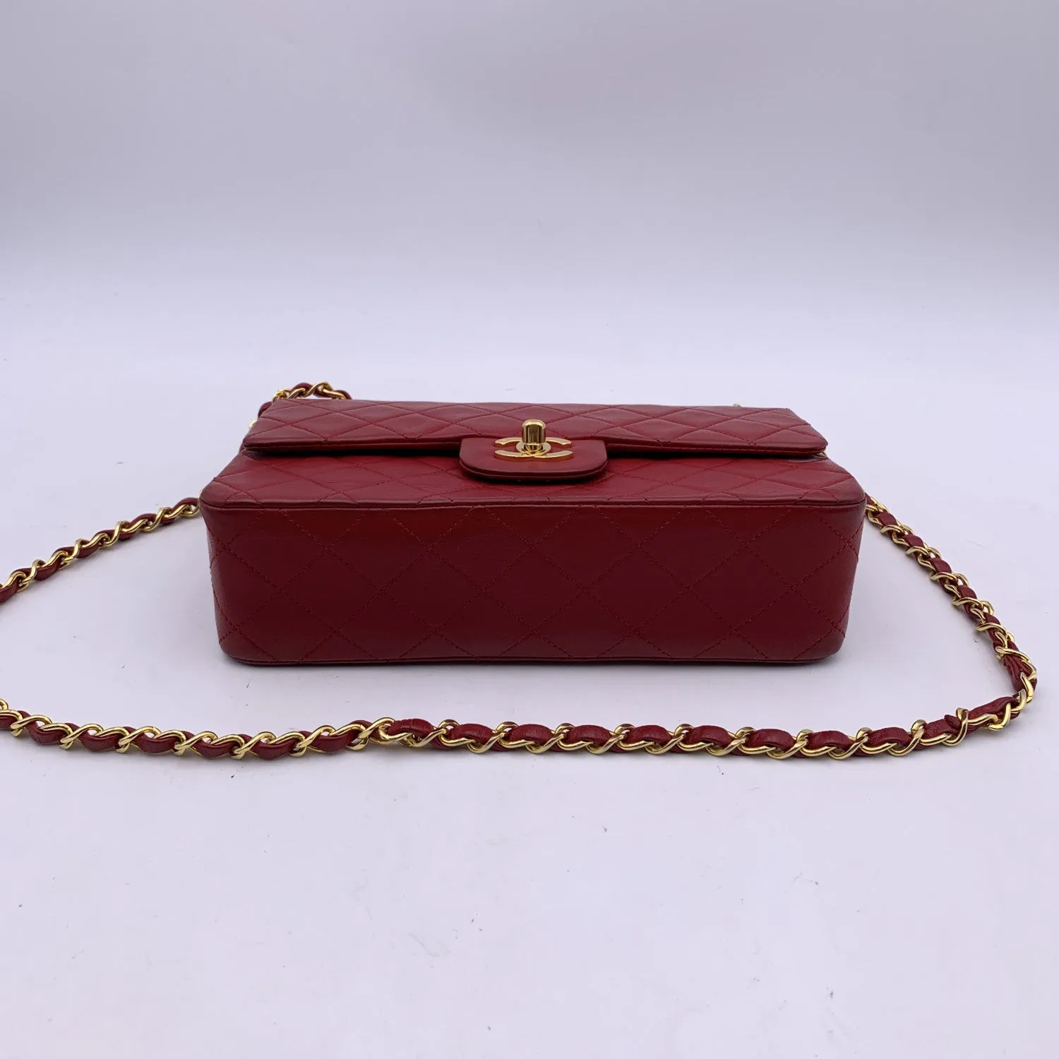 Chanel Vintage Red Quilted Timeless Classic Small 2.55 Bag 23 cm