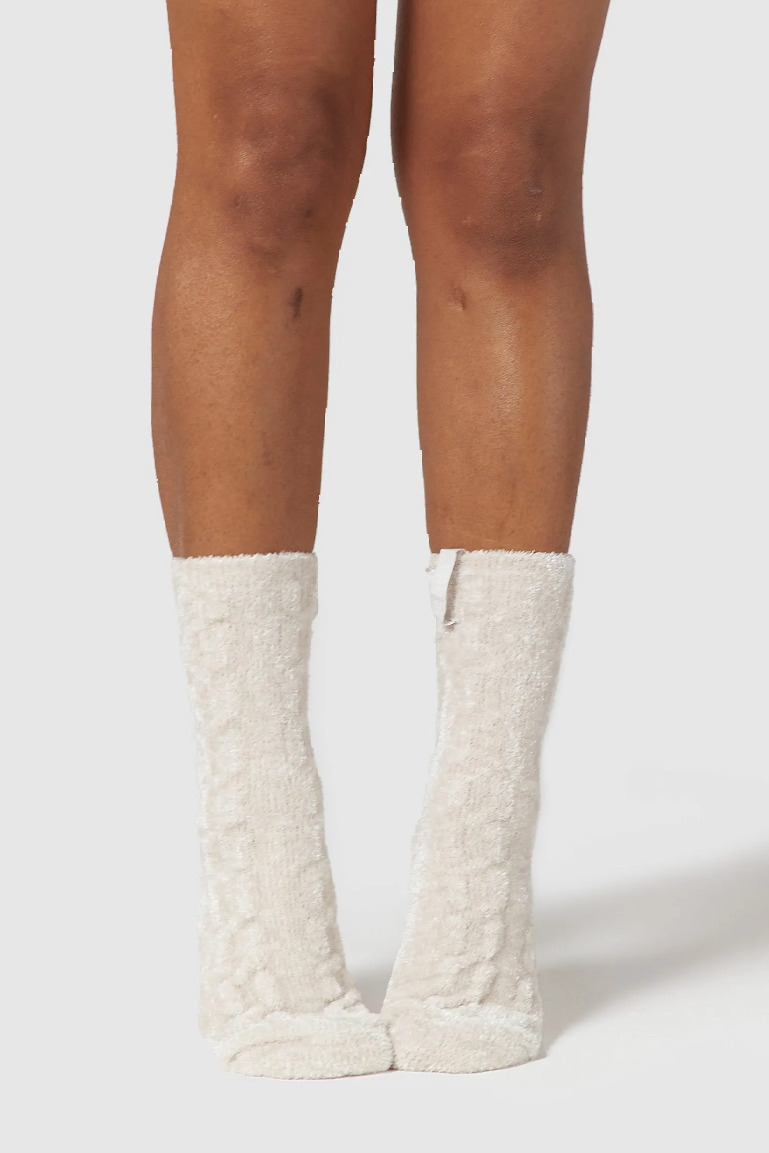 Chenille Knitted Socks - Pearl