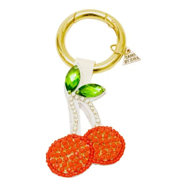 Cherry Key Ring- Red Fruits Embellished Embroidery