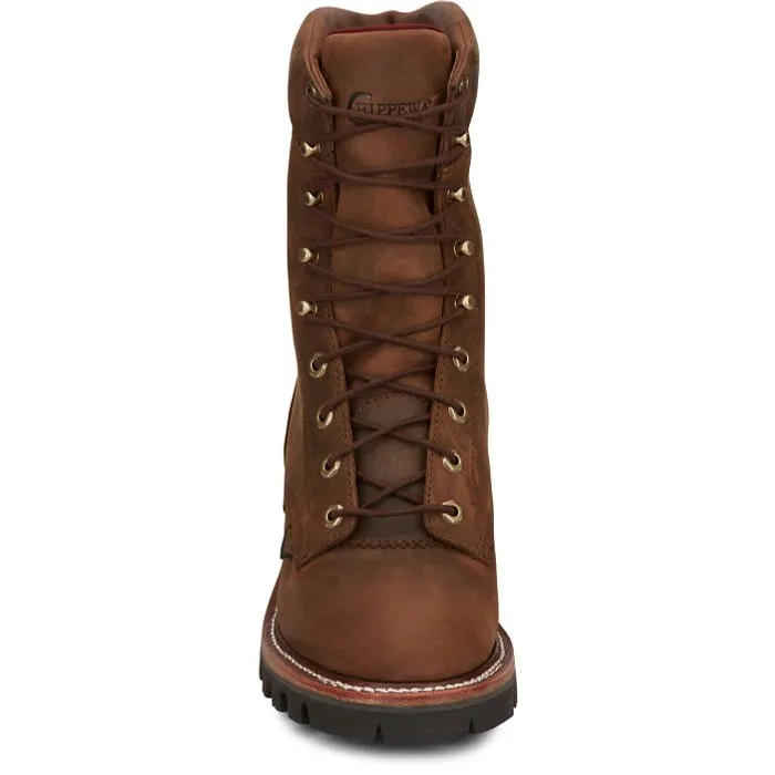 Chippewa Men's Super Dna 9" Plain Toe WP Lace Up Work Boot -Brown- 59406