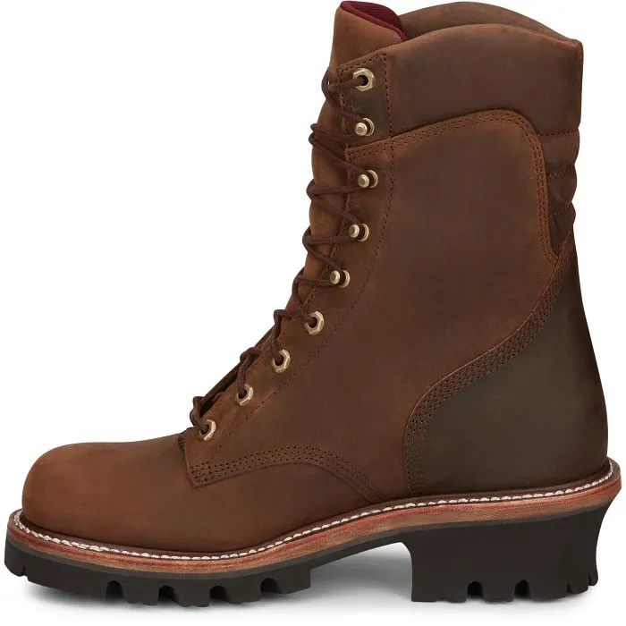 Chippewa Men's Super Dna 9" Plain Toe WP Lace Up Work Boot -Brown- 59406