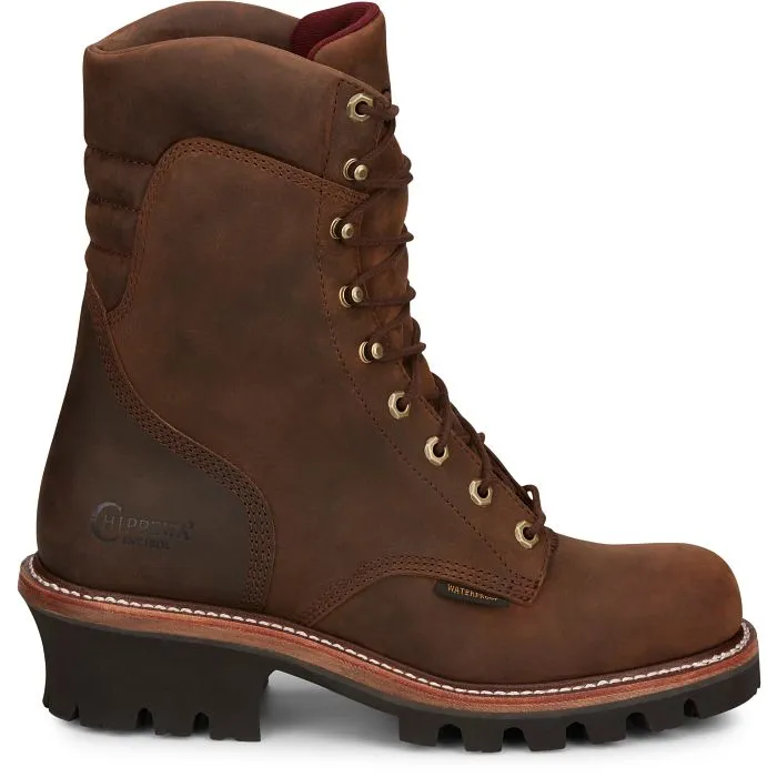 Chippewa Men's Super Dna 9" Plain Toe WP Lace Up Work Boot -Brown- 59406