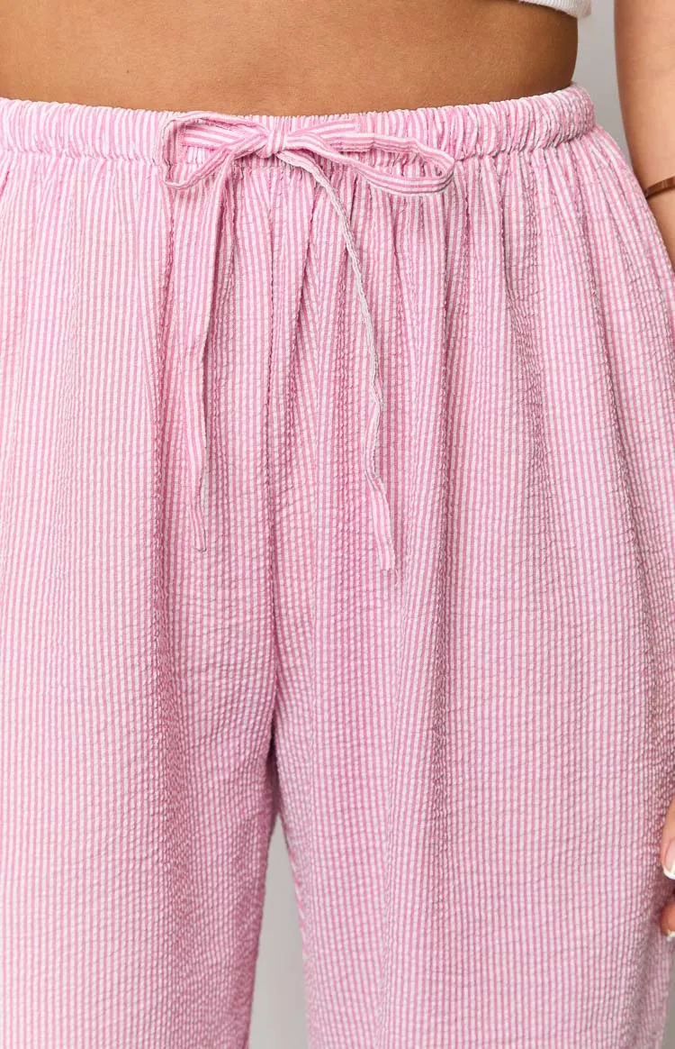 Cici Pink Striped Drawstring Pants