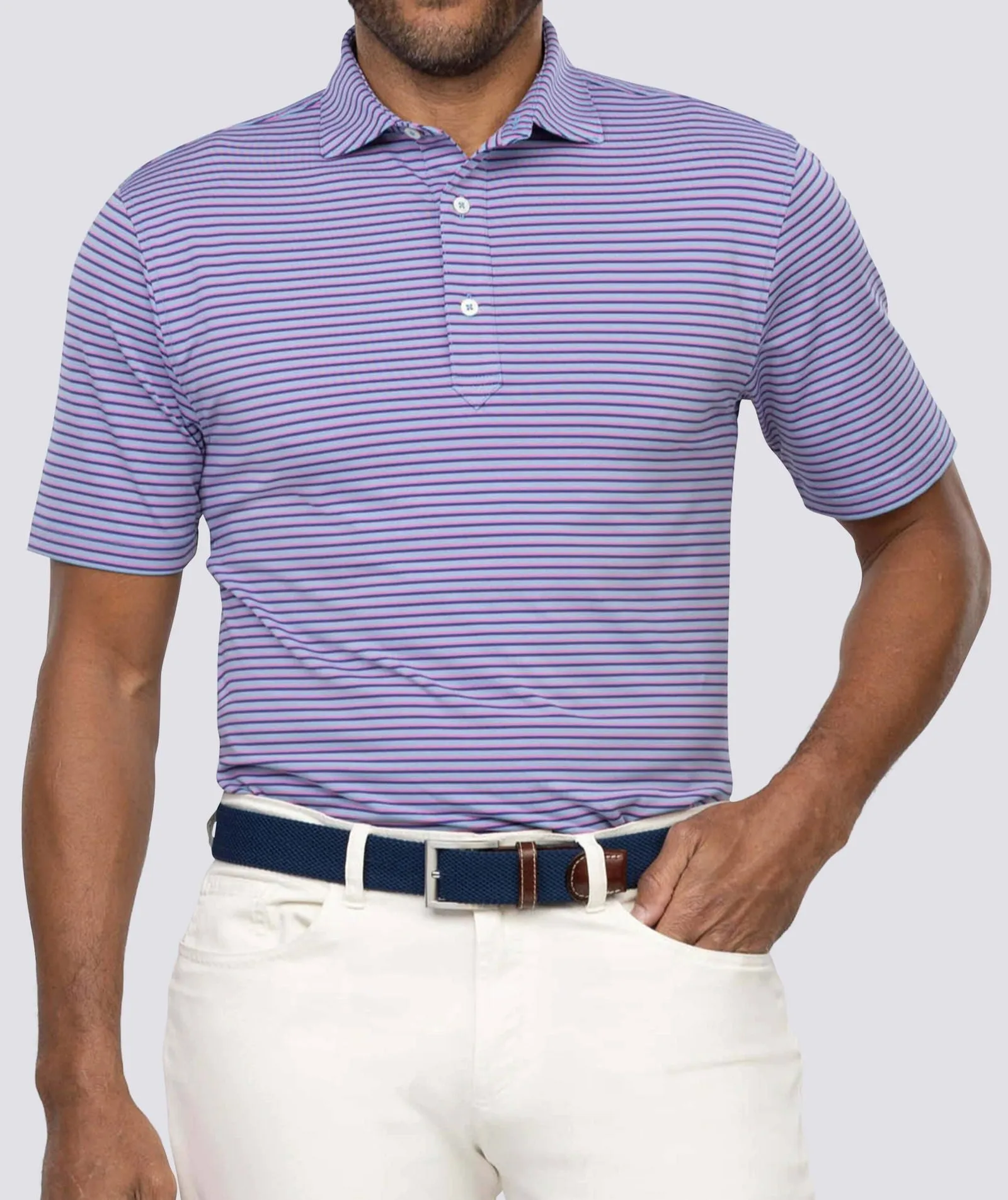 Clark Stripe Performance Polo