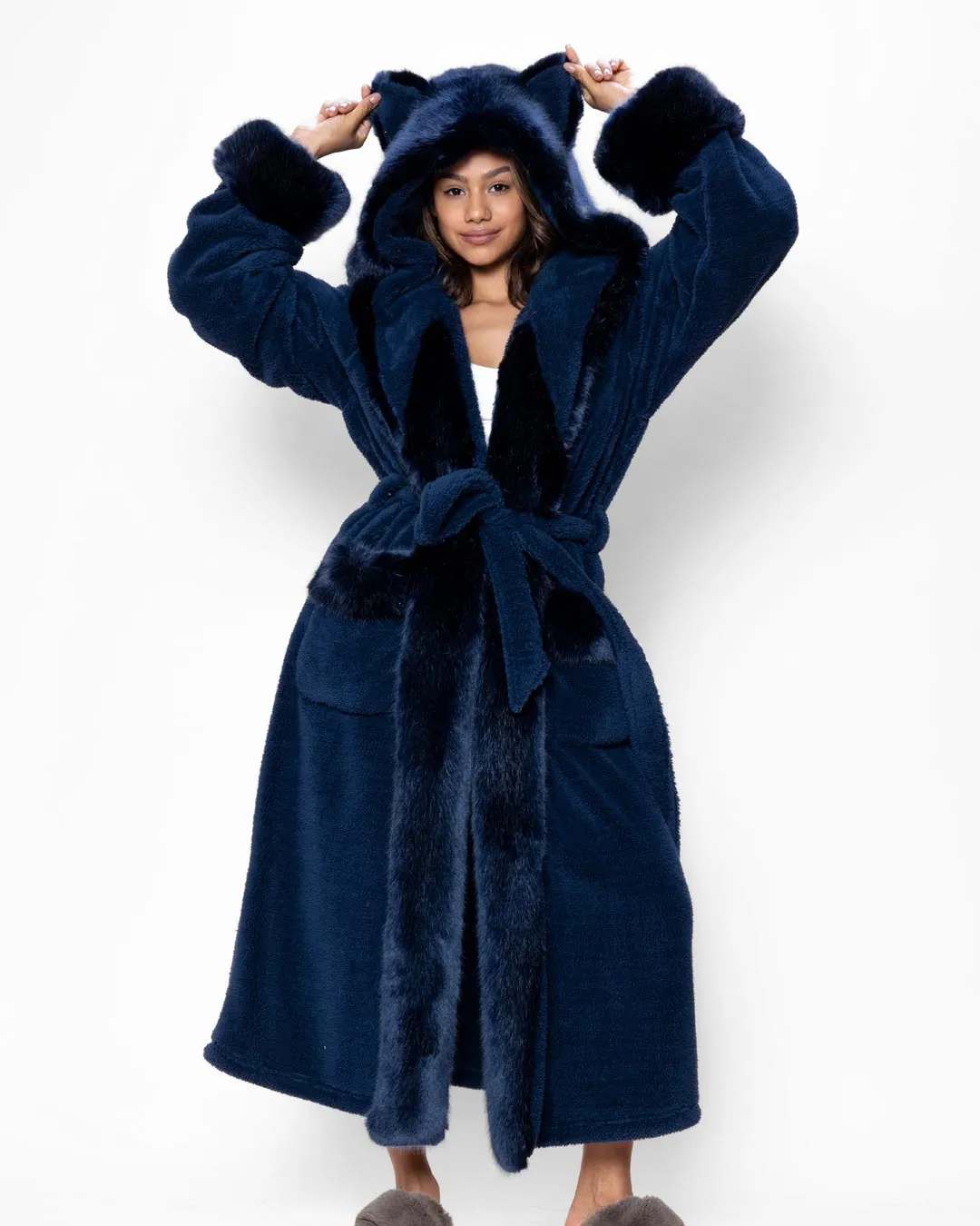 Classic Women's Luxury Blue Robe | Indigo Wolf