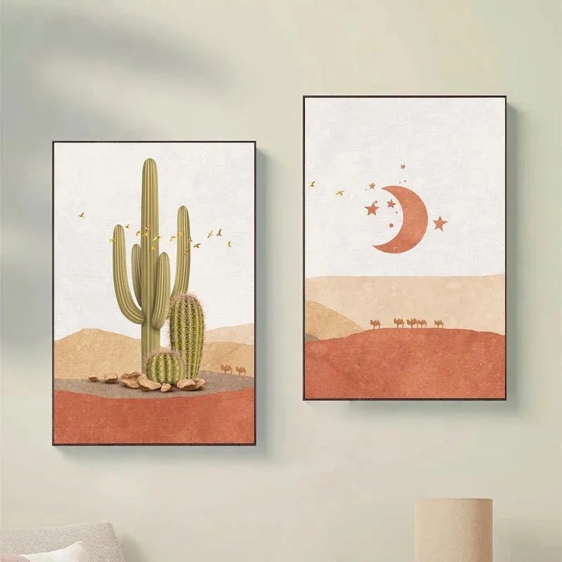 Desert Dreamin Wall Art Canvas Sun Moon Cactus Scenes 6 Different Sizes Available In Three Different Styles Bohemian Decor Paintings Prints Posters Wall Art Picture Home Decoration Unframed