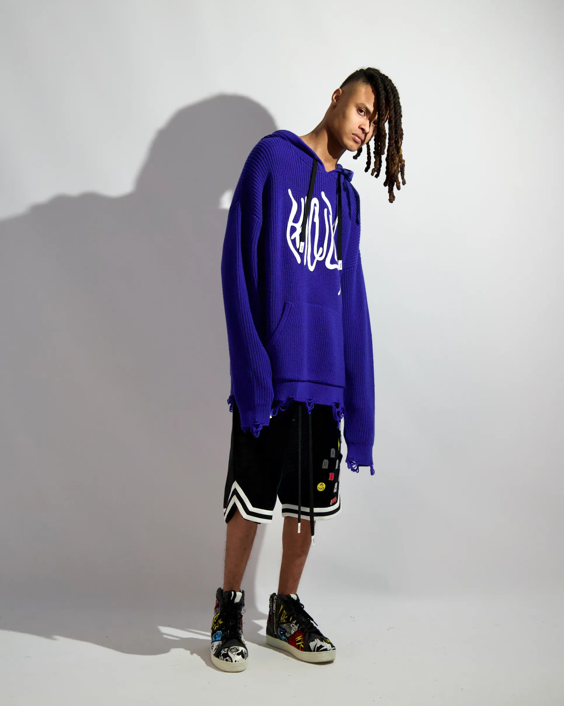 DISTRESSED HACULLA KNITTED SWEATER HOODIE