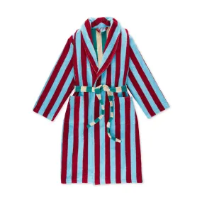 Dusen Dusen Striped Bathrobe - Blue/ Red