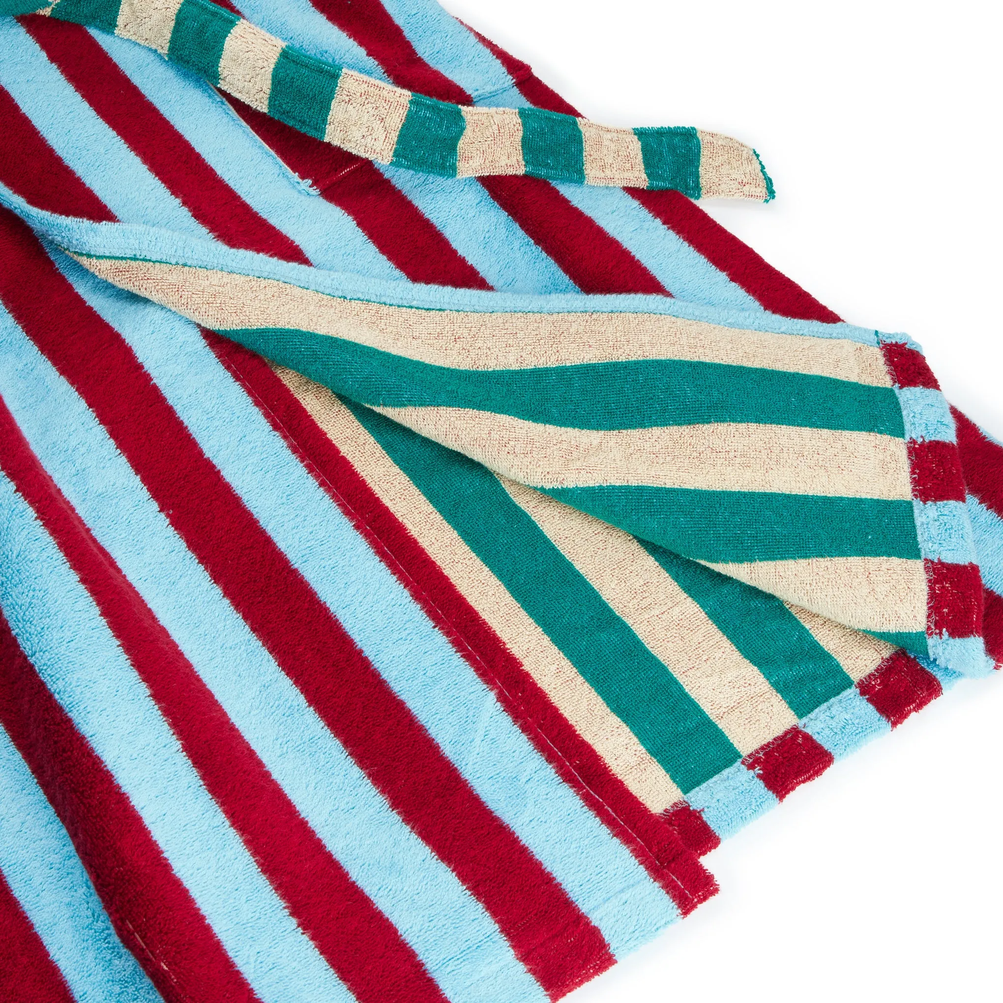 Dusen Dusen Striped Bathrobe - Blue/ Red