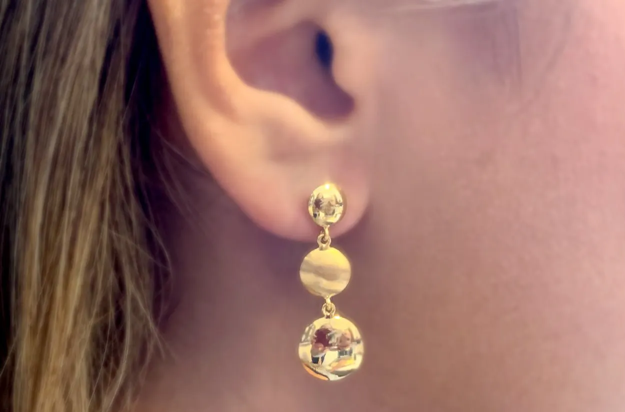 Earrings 18kt Yellow Gold Disc Drops