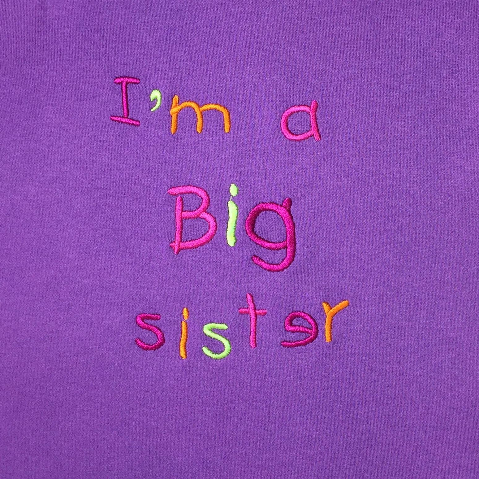 Embroidered Big Sister Tee - Purple