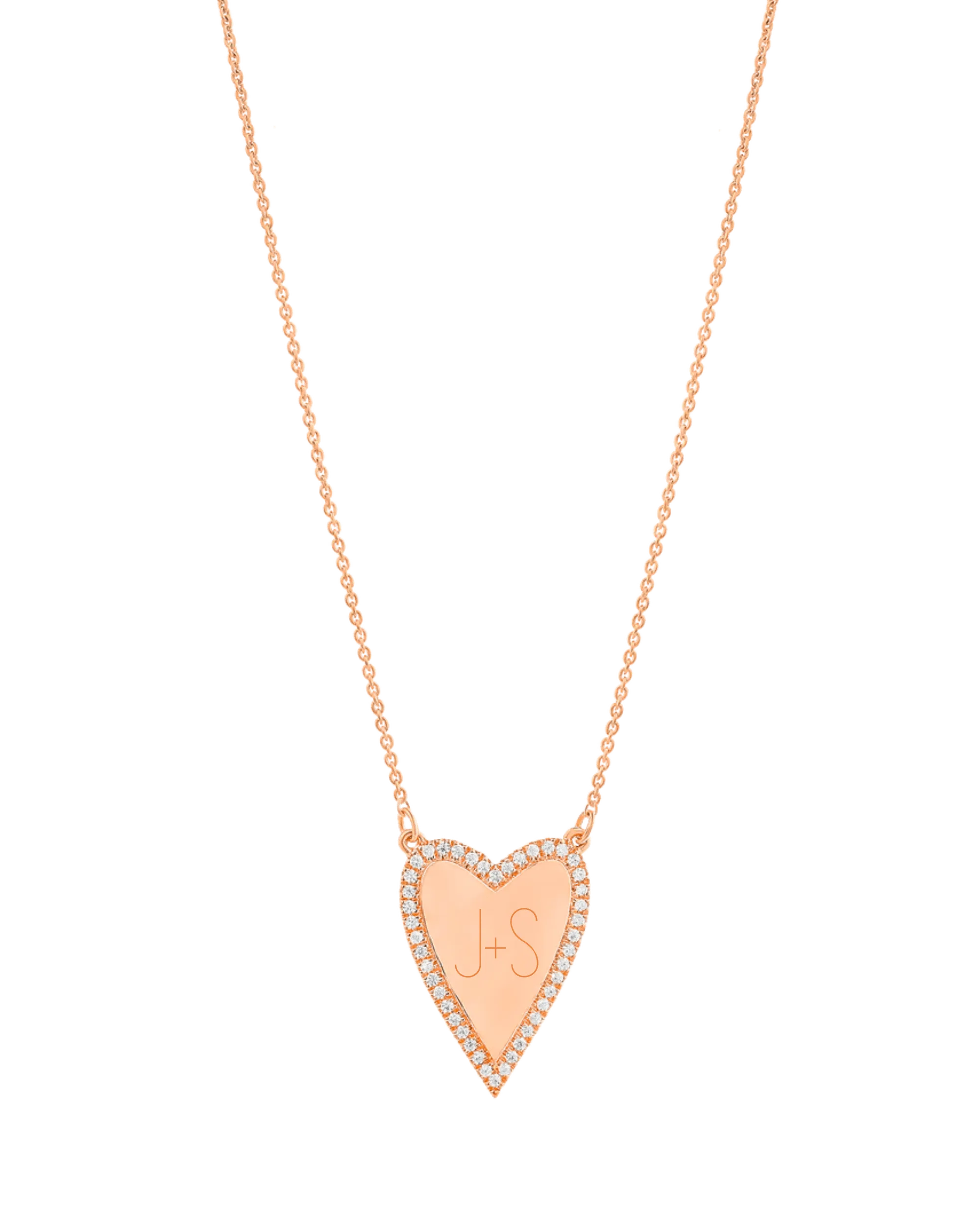 Engravable Outlined Heart Diamond Necklace - 18K Gold Vermeil