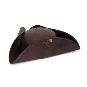 Faux Leather Brown Tri-cornered Hat