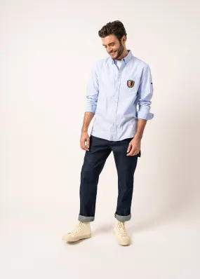 Finlay Striped Shirt - with embroidered chest badge (CIEL/BLANC)