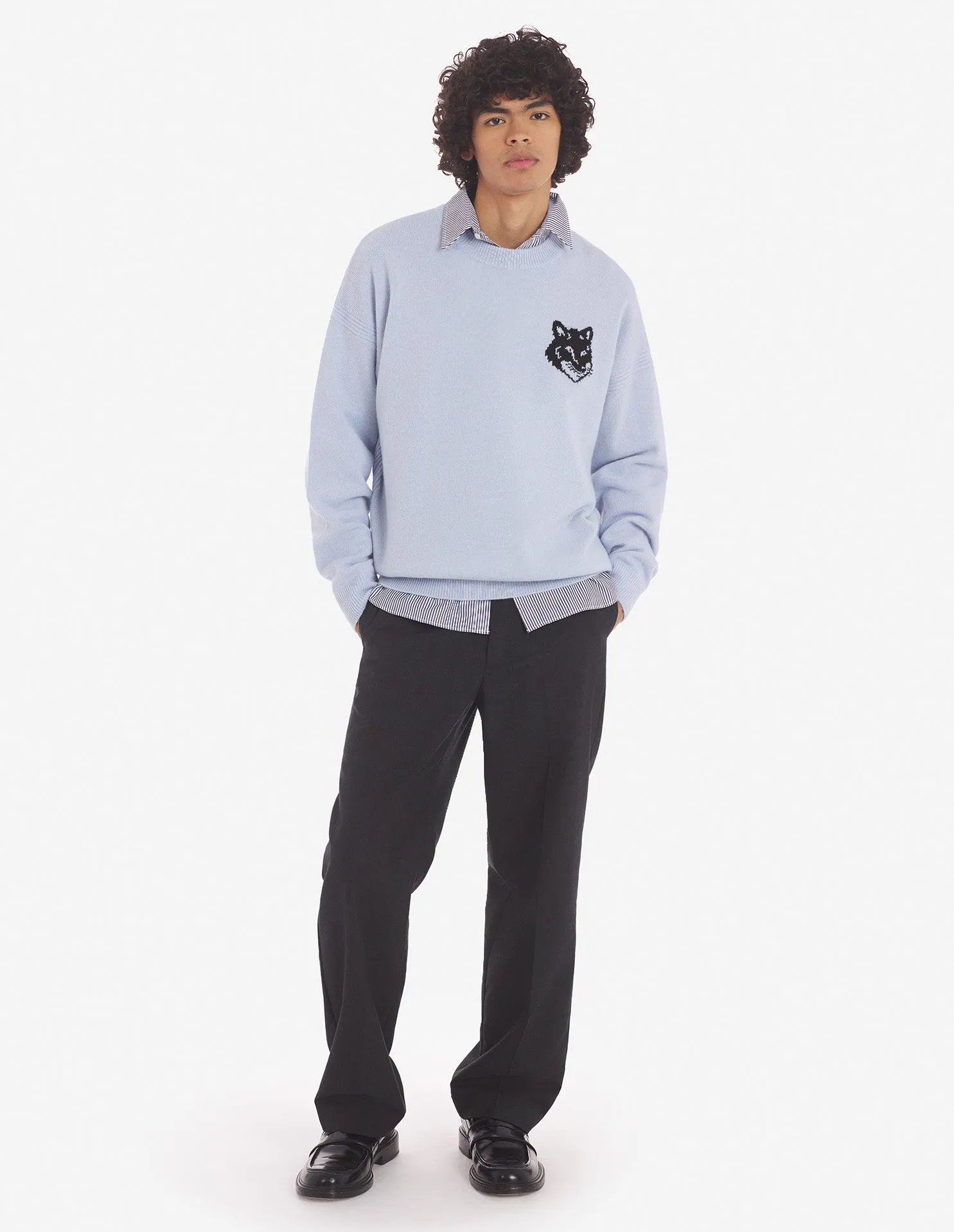 Fox Head Intarsia Comfort Jumper Sky Blue