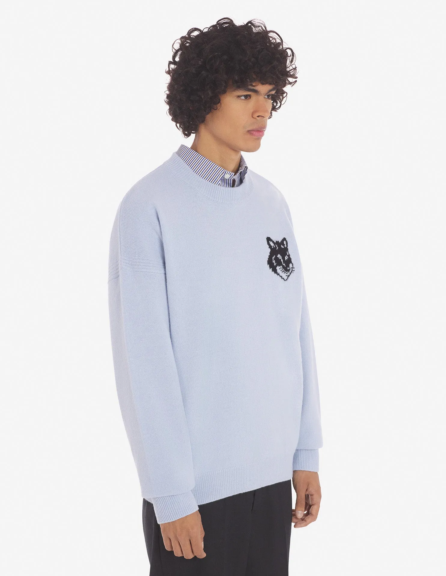 Fox Head Intarsia Comfort Jumper Sky Blue