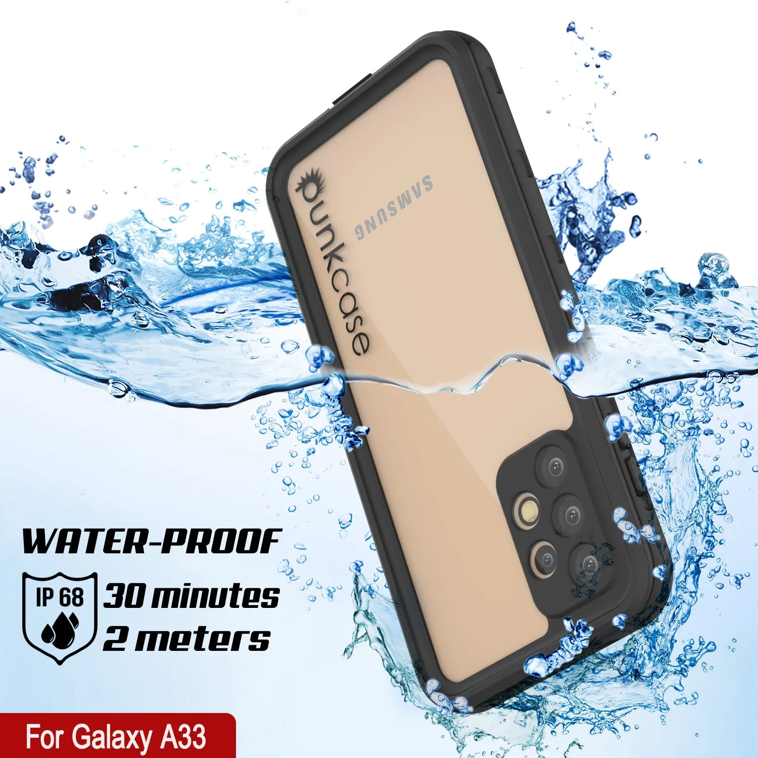 Galaxy A33 Waterproof Case PunkCase StudStar Black Thin 6.6ft Underwater IP68 Shock/Snow Proof