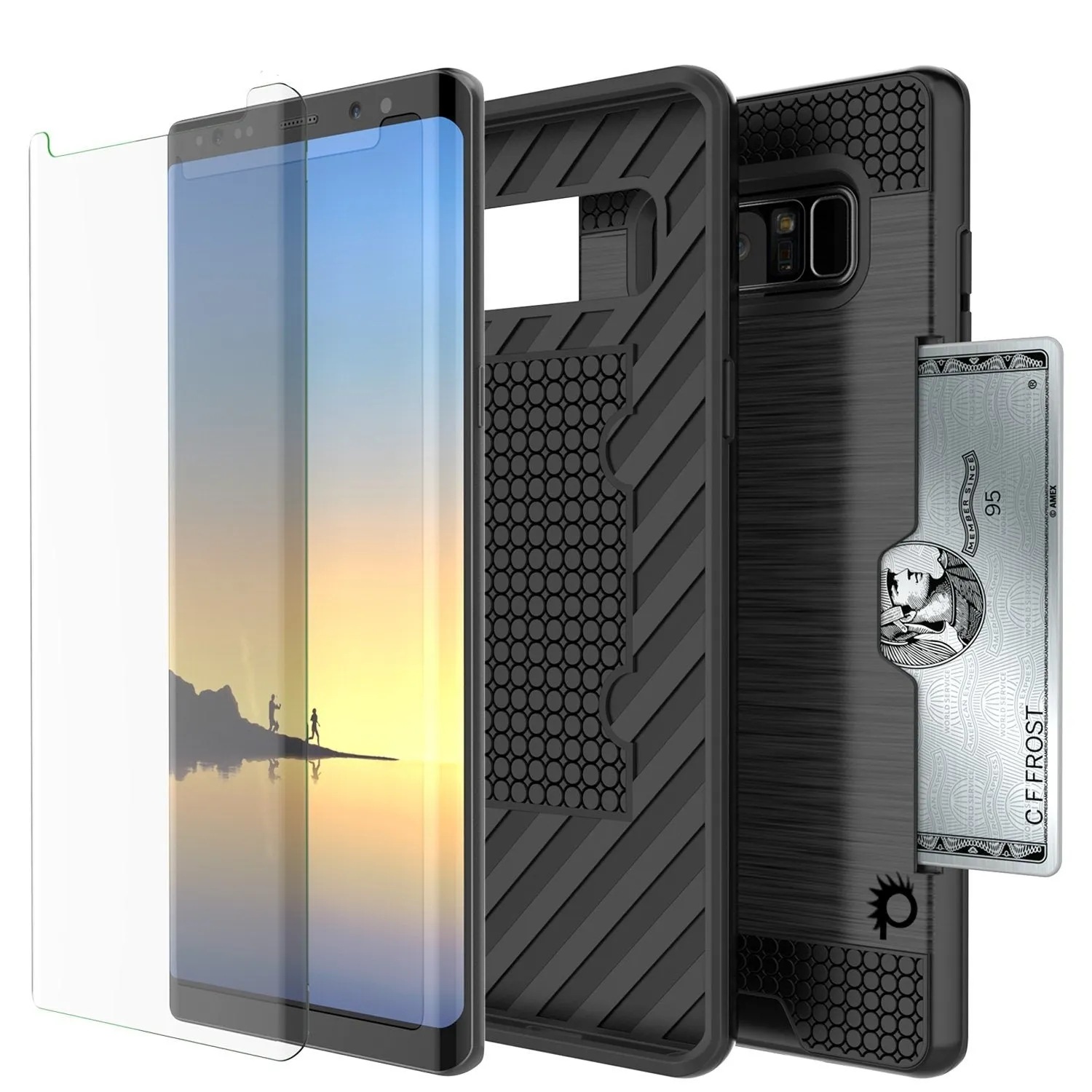 Galaxy Note 8 Dual-Layer Ultra Screen Protector Case W/ Card Slot [Black]