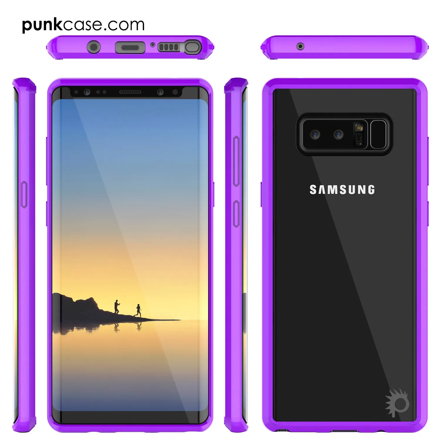 Galaxy Note 8 Screen Protector W/ Anti-Shock Proof Slim Case [Purple]