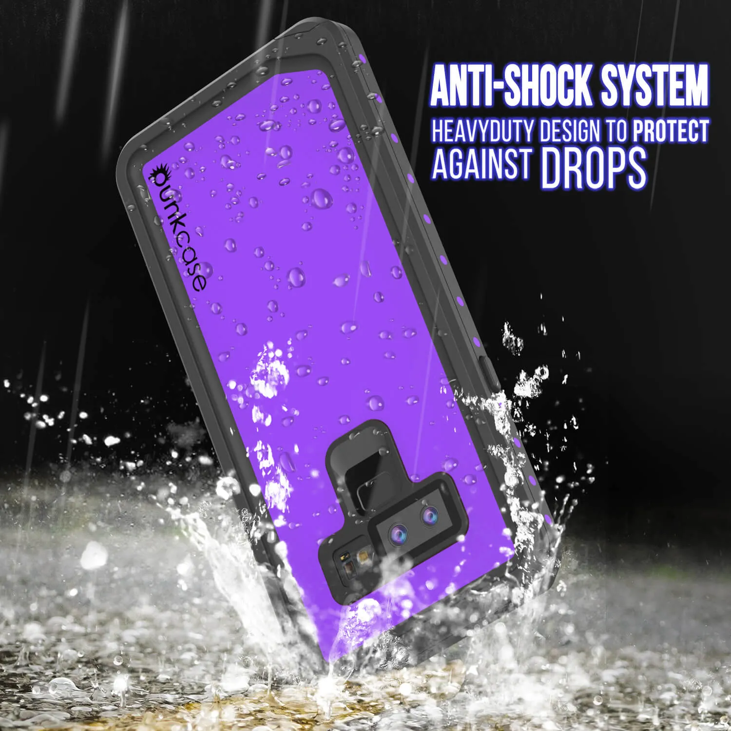 Galaxy Note 9 Waterproof Case, Punkcase Studstar Purple Series Thin Armor Cover