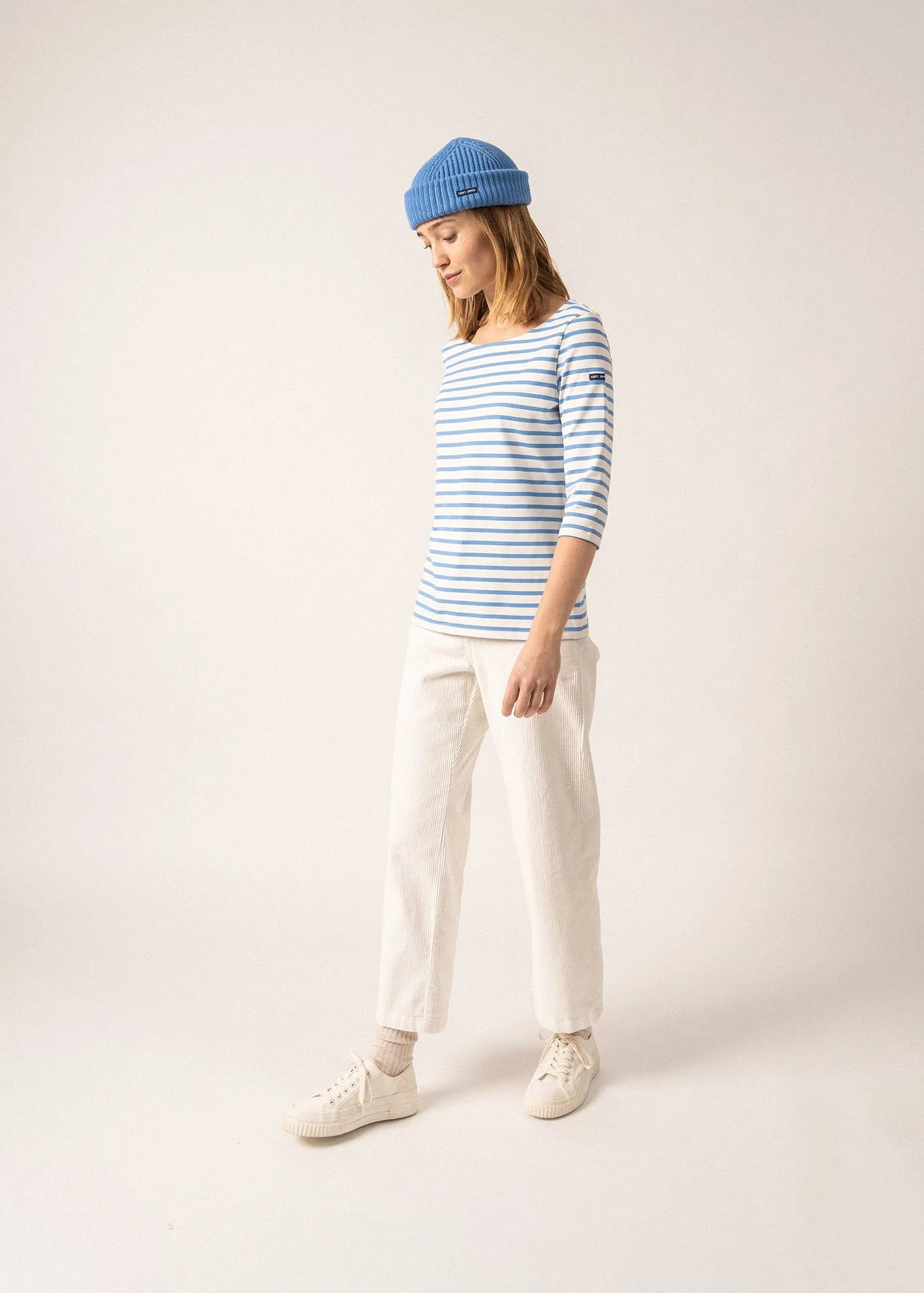 Garde Côte anti-UV striped sailor shirt - 3/4 length sleeves, in recycled jersey (ECUME/OXYGENE)