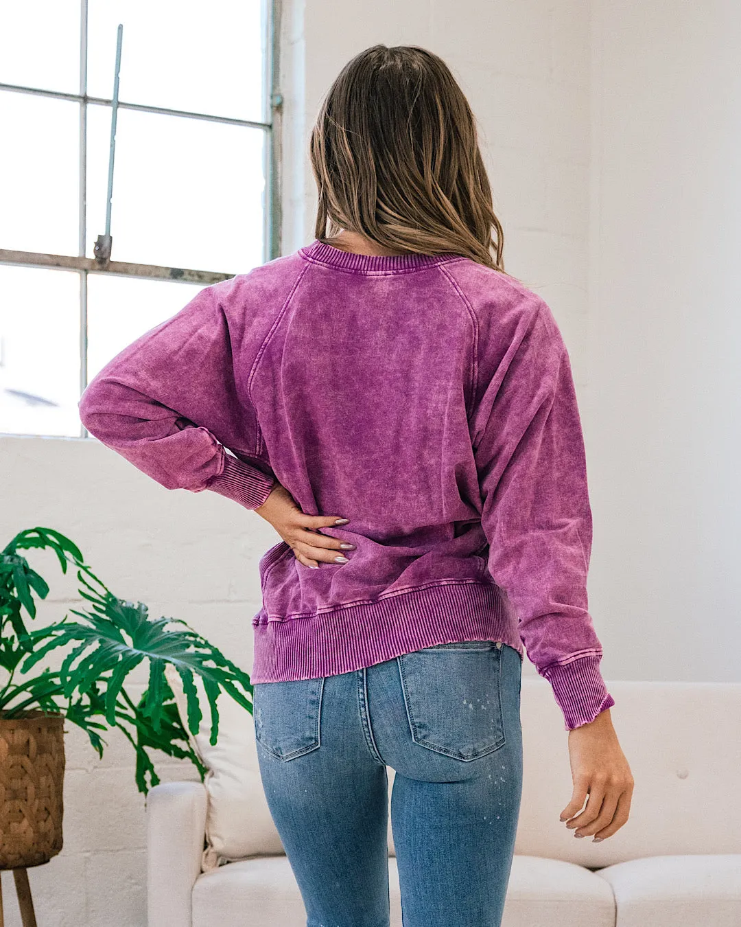 Girlfriend Crewneck Sweatshirt - Ash Light Plum