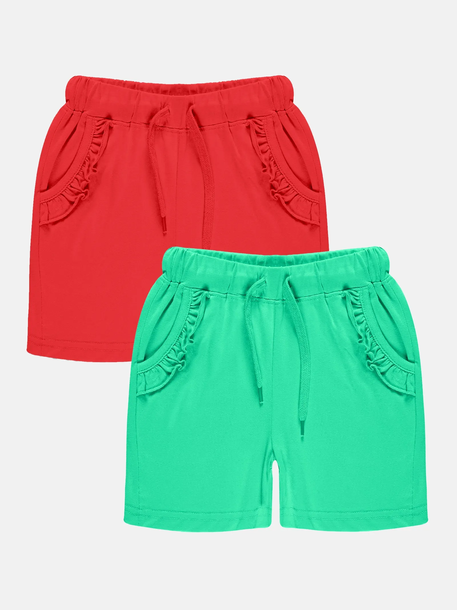 Girls Frill Pocket Hot Shorts Pack Of 2