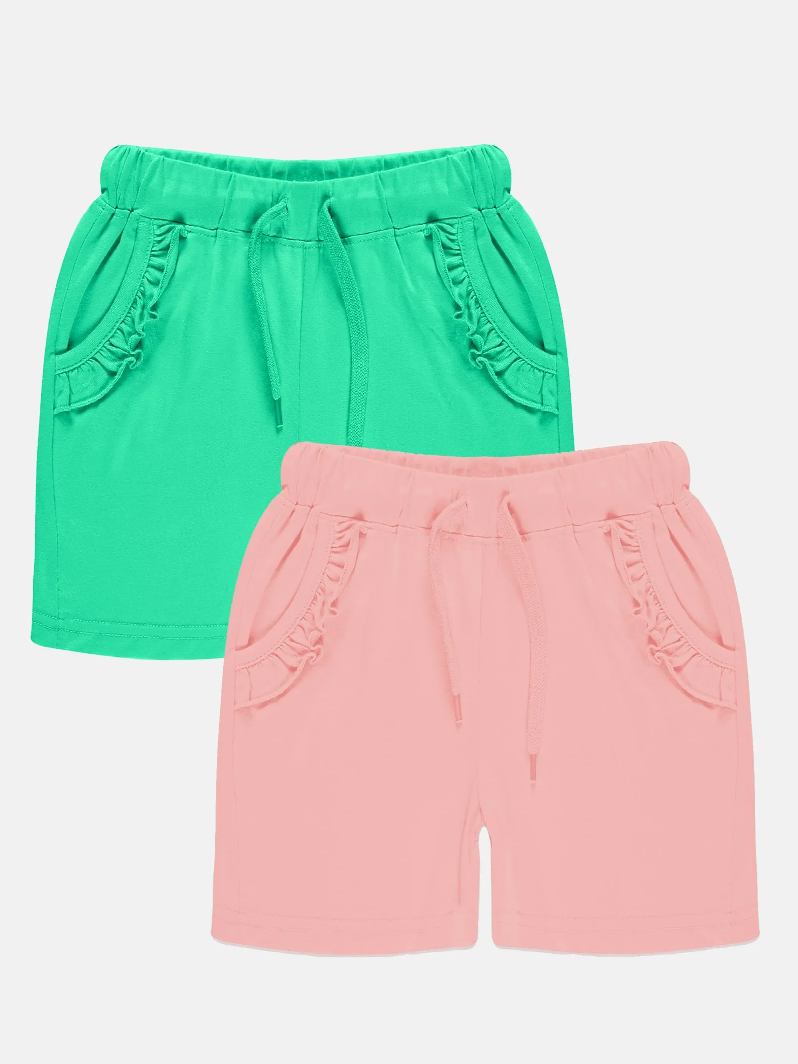 Girls Frill Pocket Hot Shorts Pack Of 2