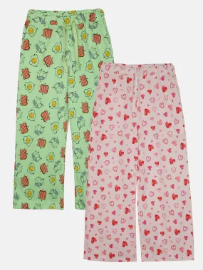 Girls Printed Pyjama Pack of 2