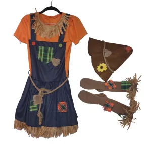 Girls Scarecrow Dress Halloween Costume Girls L (10/12)