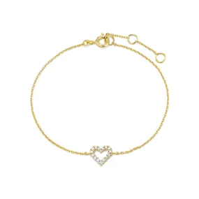 Gold Plated Micro CZ Heart Bracelet