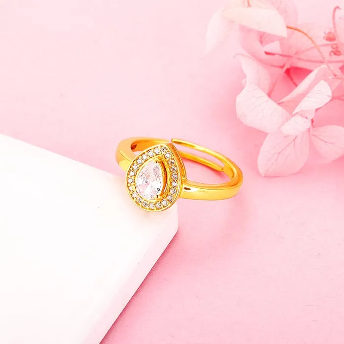 Golden Dew Drop Couple Rings