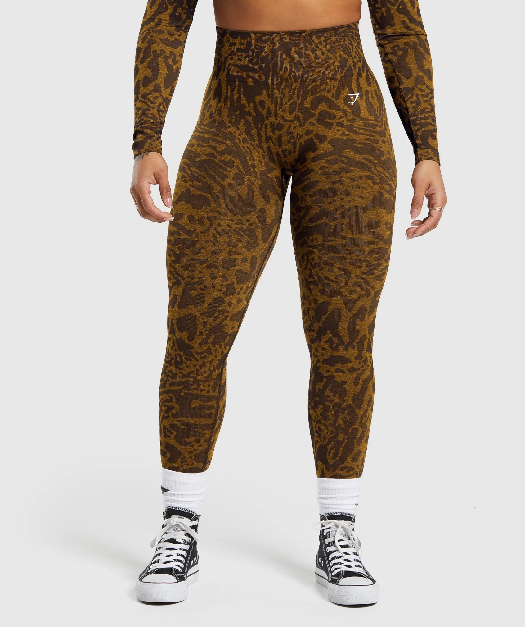 Gymshark Adapt Safari Seamless Leggings - Archive Brown/Burnt Yellow