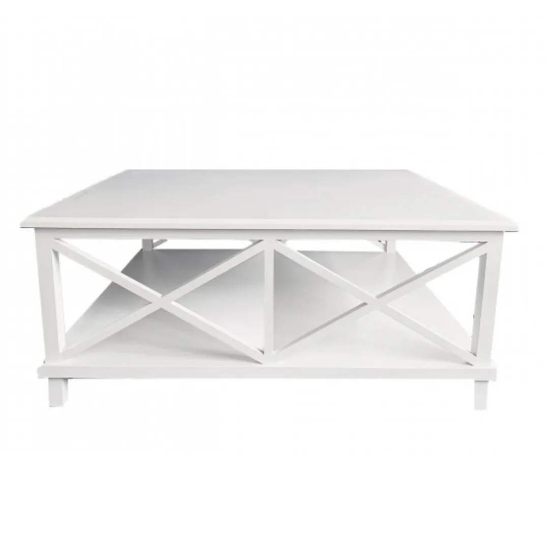 Hamptons Style White Coffee Table Square