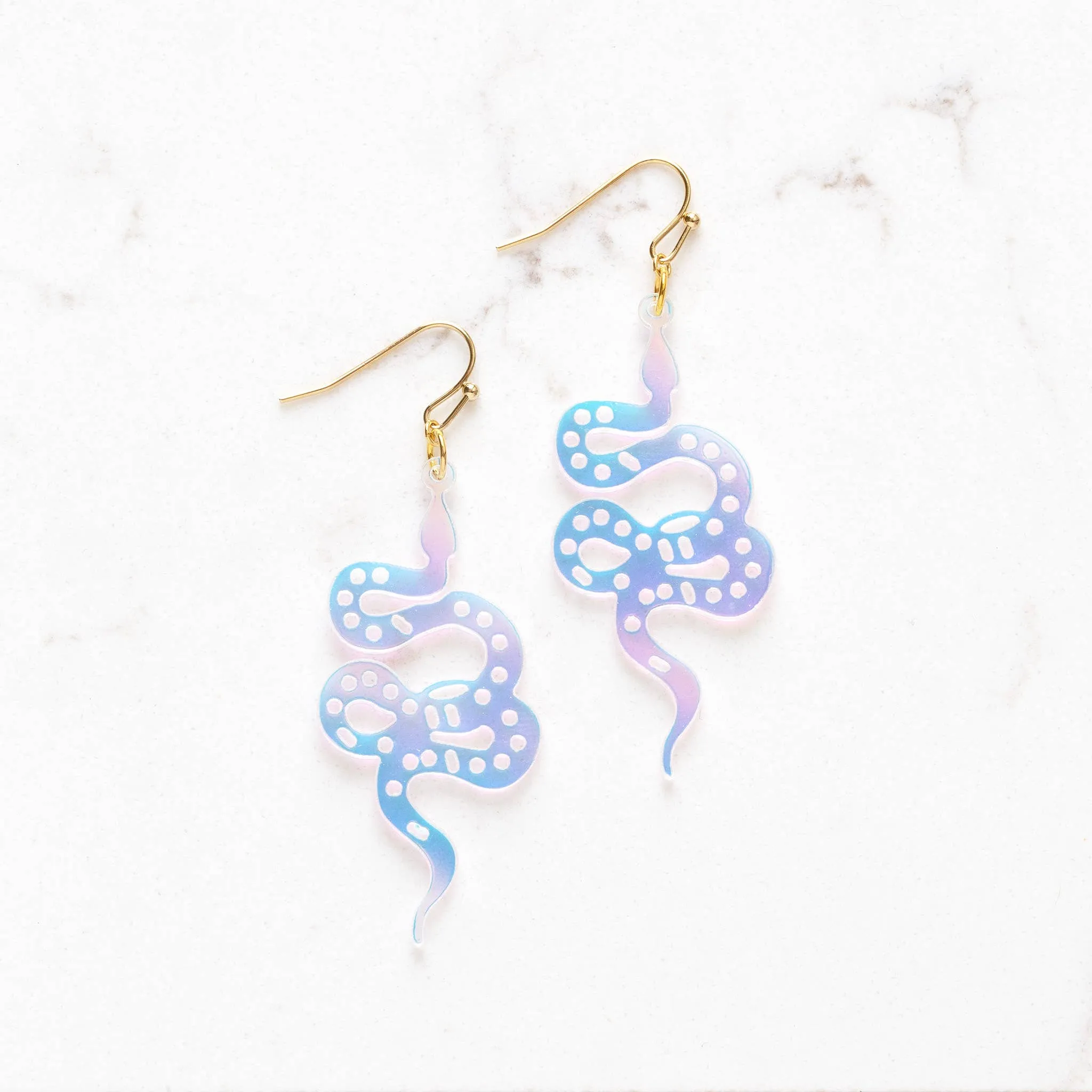 Holographic Snake Earrings