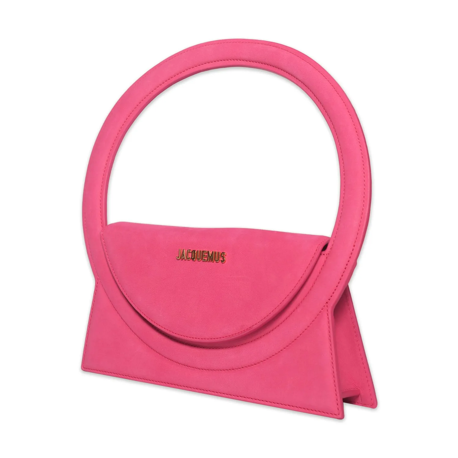 JACQUEMUS LE SAC ROND HANDBAG IN DARK PINK