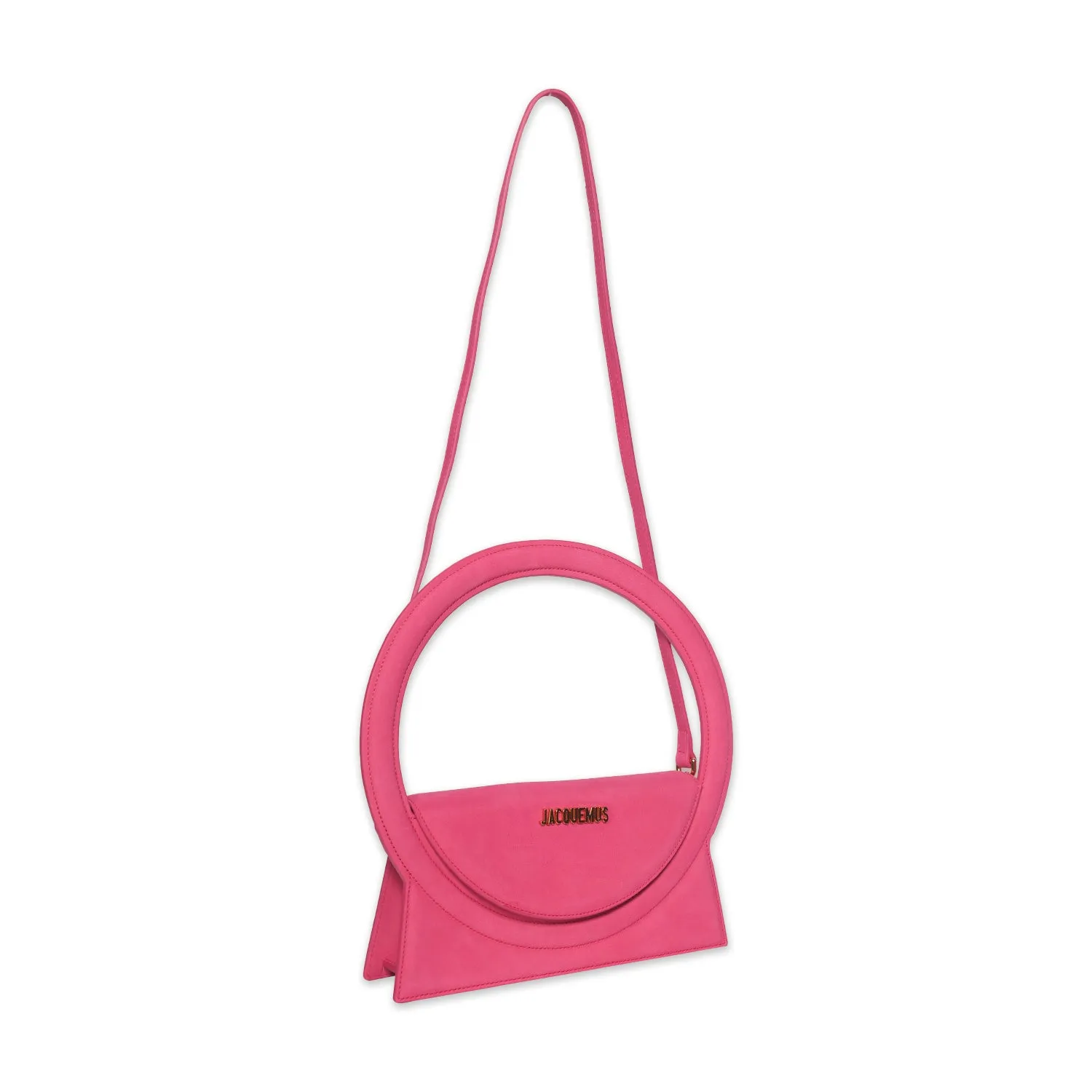 JACQUEMUS LE SAC ROND HANDBAG IN DARK PINK