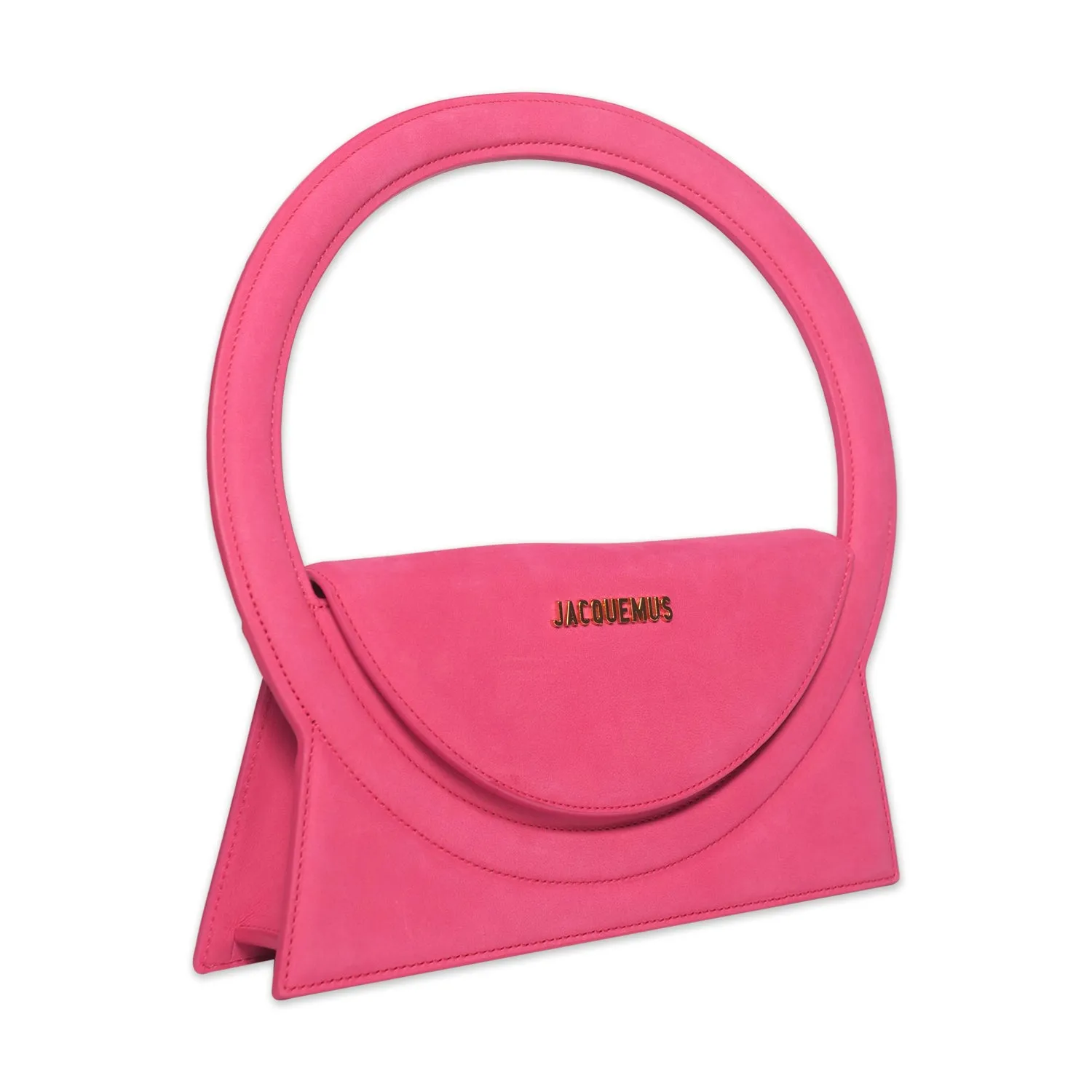 JACQUEMUS LE SAC ROND HANDBAG IN DARK PINK