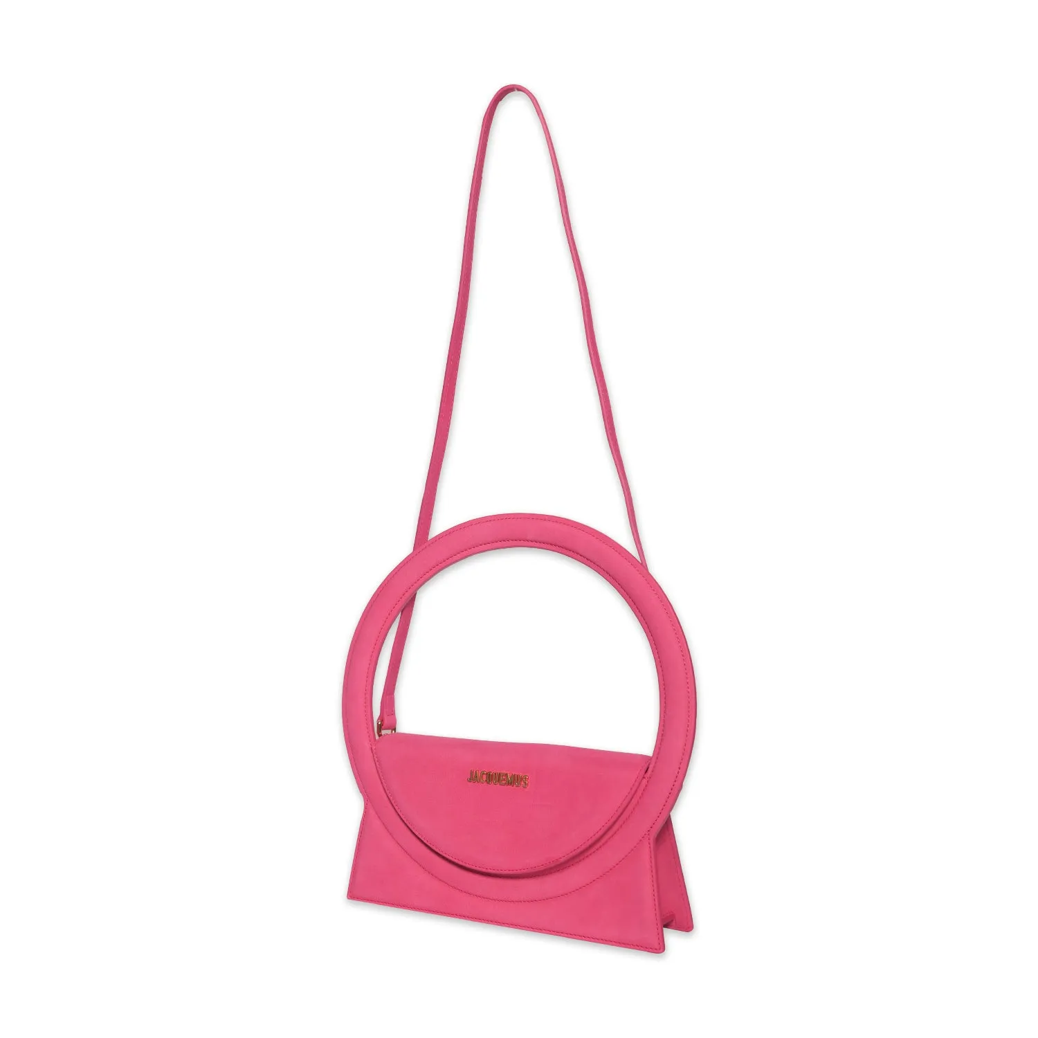 JACQUEMUS LE SAC ROND HANDBAG IN DARK PINK