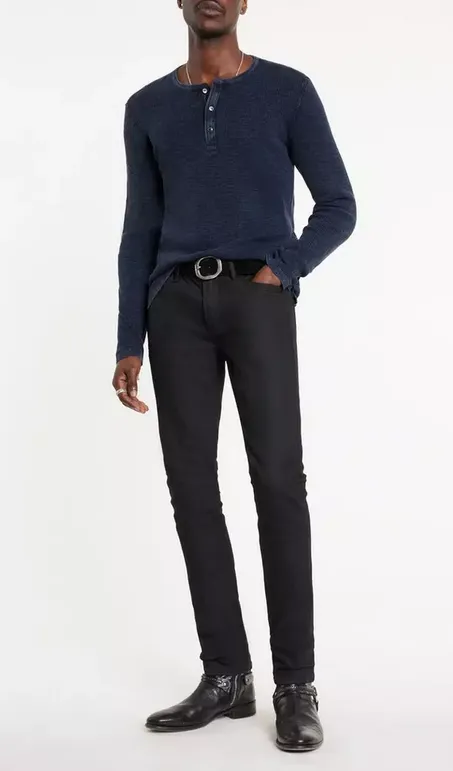 John Varvatos Memphis Waffle Henley, Navy