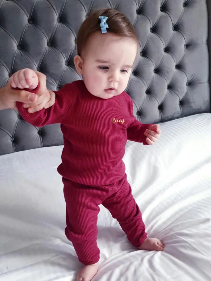 Kids Personalised Unisex Ribbed Jersey Loungewear Set / Mulberry