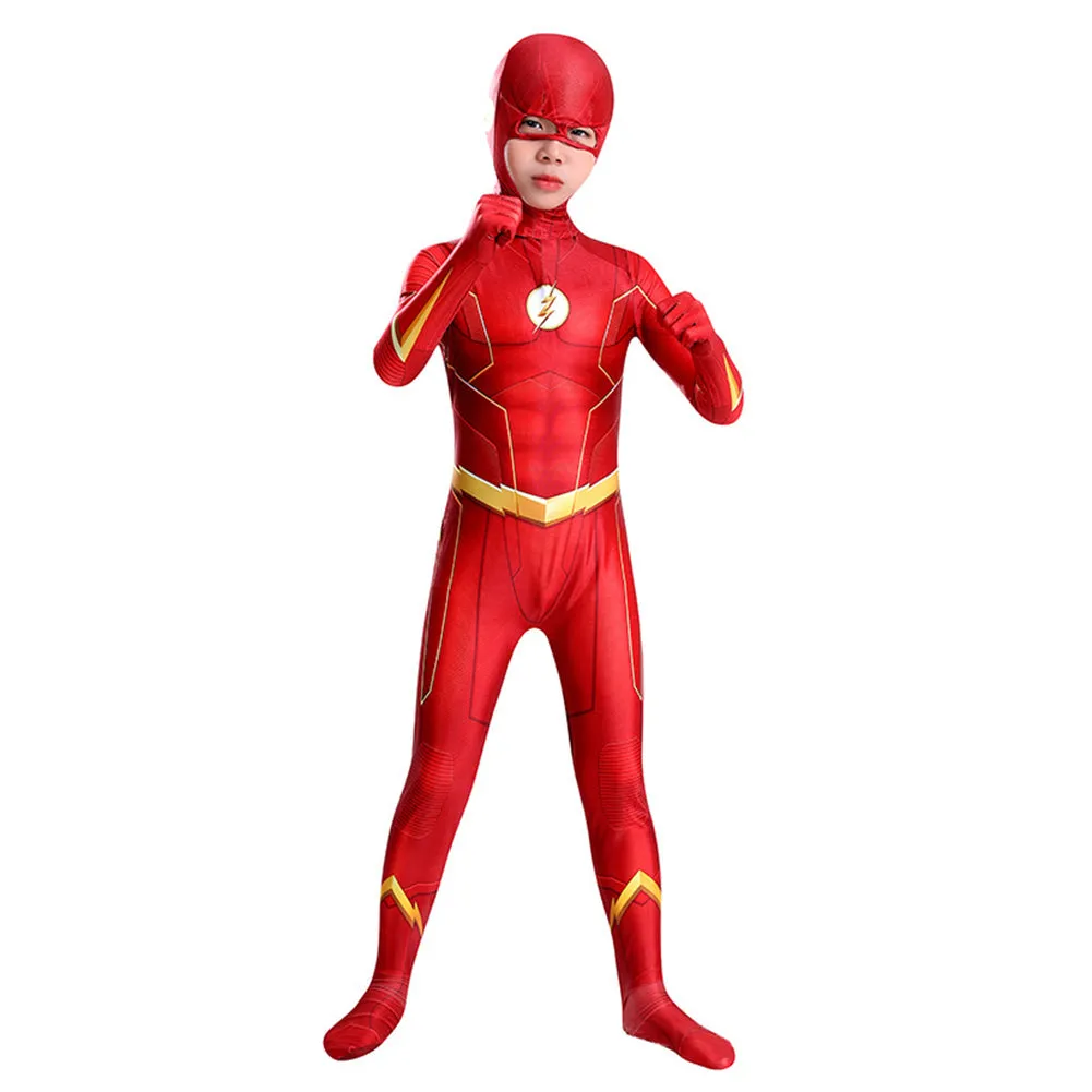 Kids The Flash Jumpsuit Cosplay Costume Outfits Halloween Carnival Suit