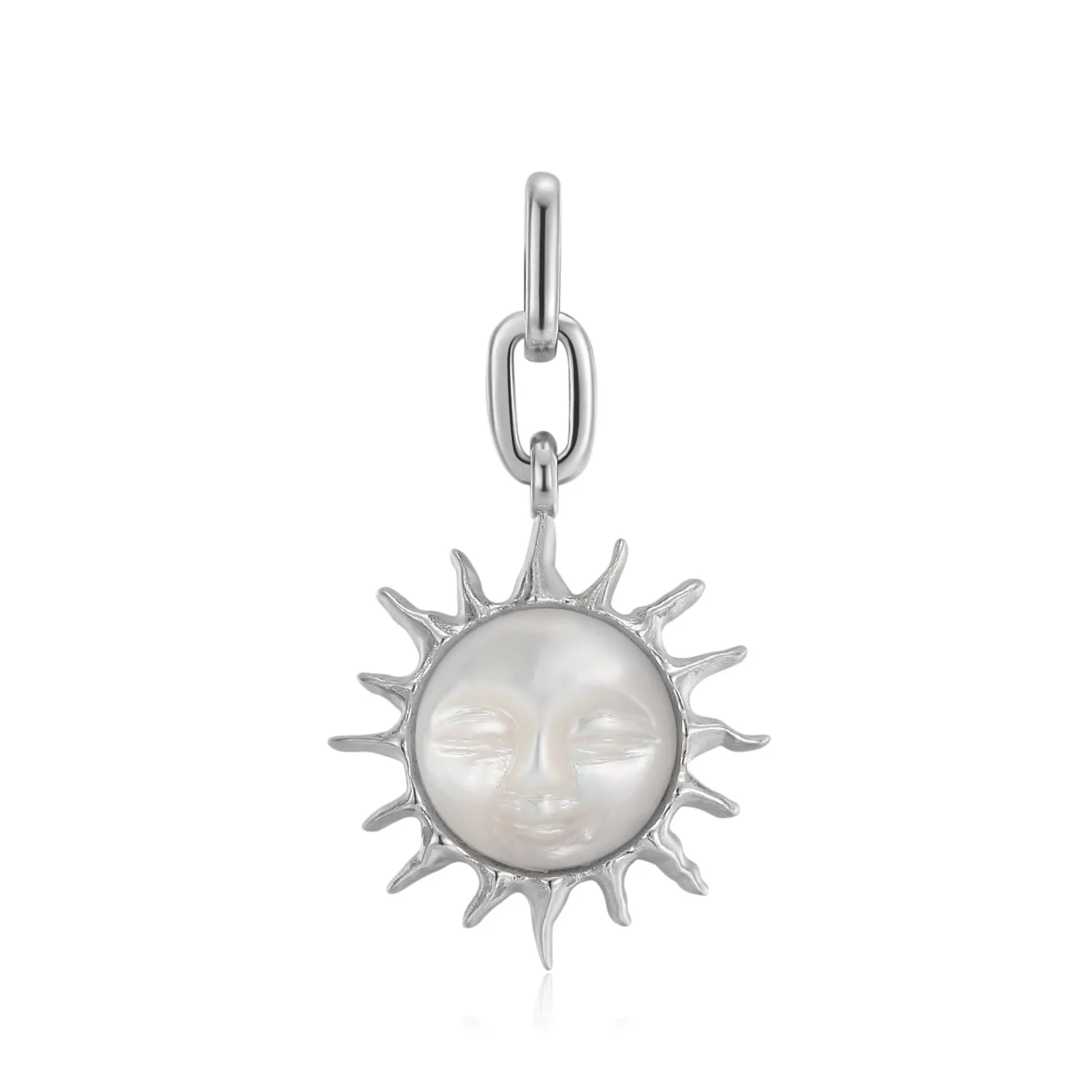 Leo Zodiac Mother of Pearl Silver Sun face Pendant