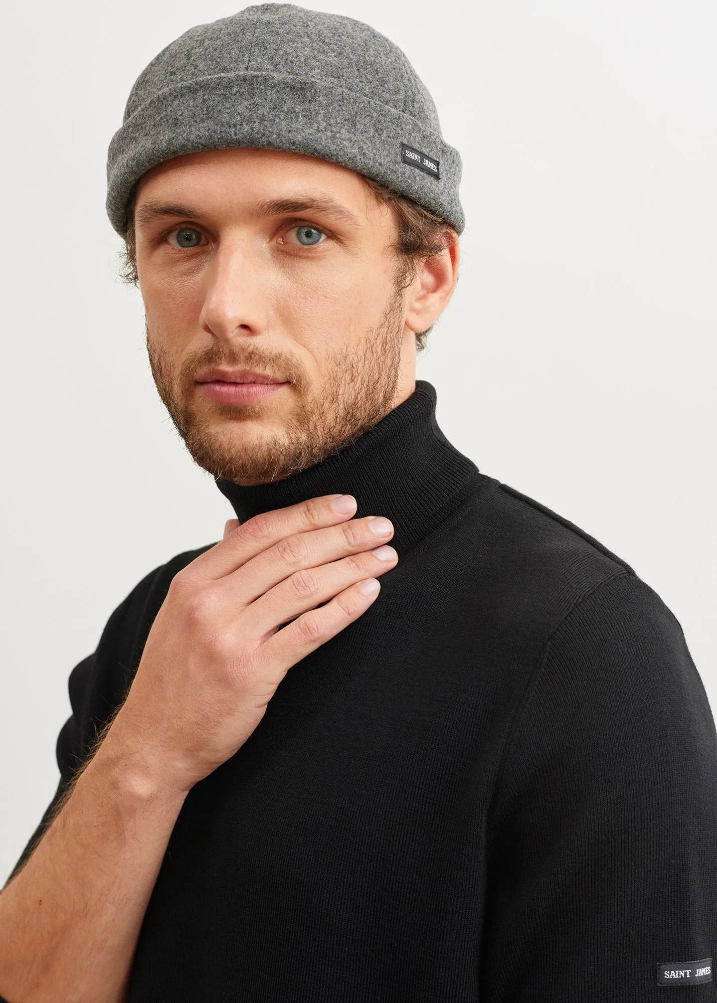 Lery jumper - high neck, in plain wool (NOIR)