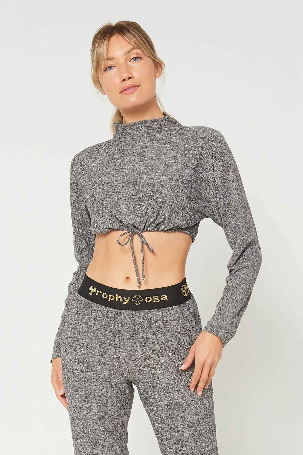 Light Heather Mock Neck Crop Top